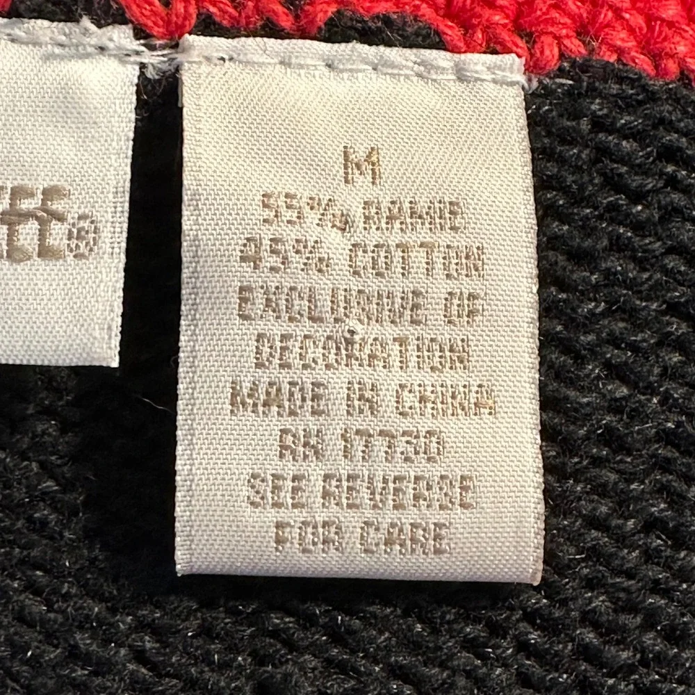 Vintage Cherokee Christmas Cardigan Sweater Size M Black Snowflakes Mittens Hats